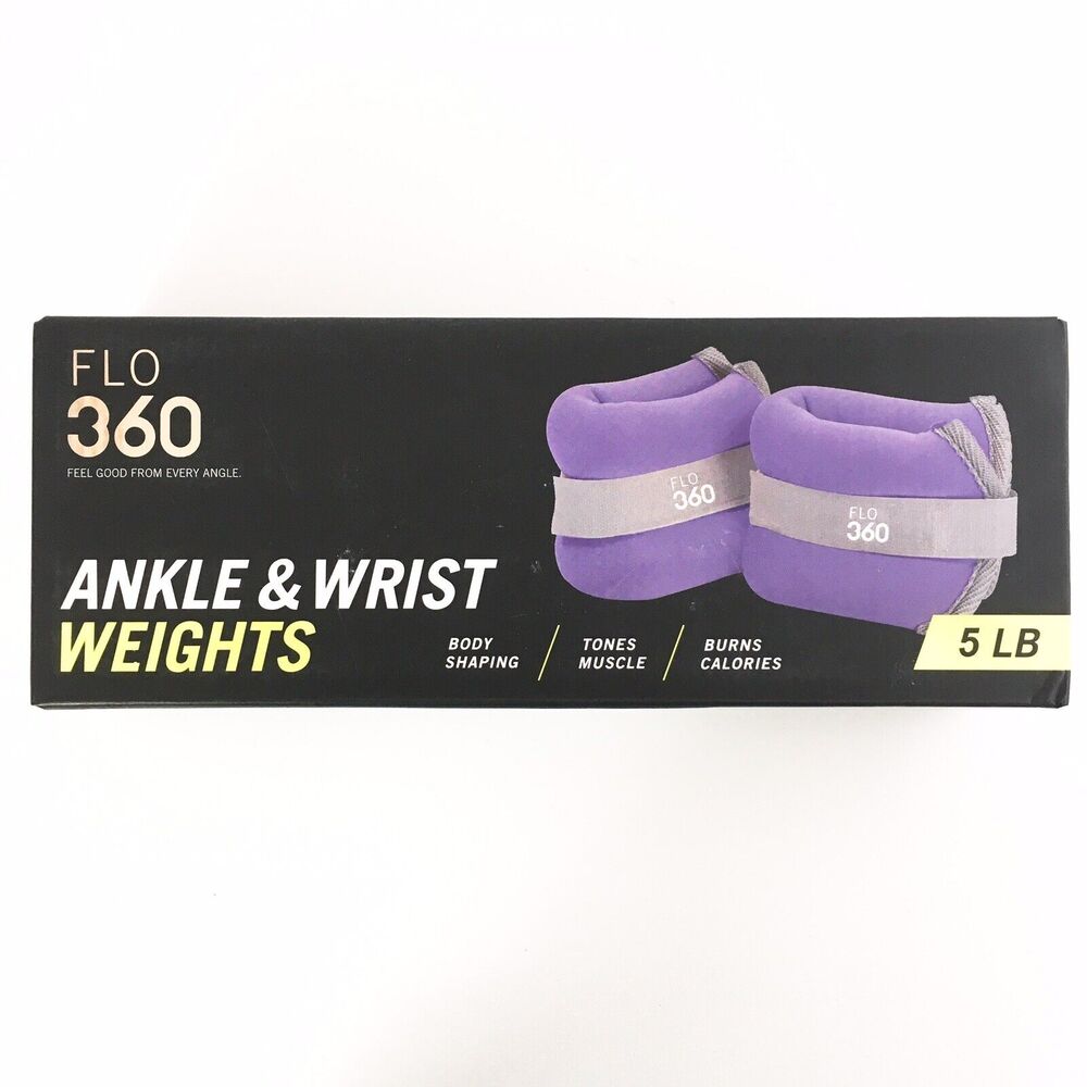 Flo 360 Purple Ankle Wrist Weights 5 lb Set Two 2.5 lb Resistance Toning NEW